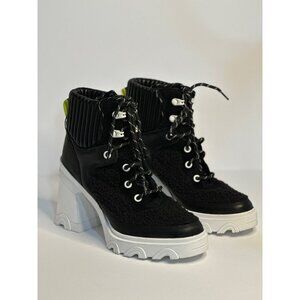 NWT SOREL Women's Brex Heel Cozy Lace Up Closure Boots Black Sea Salt SZ 6